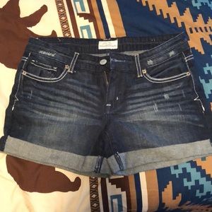 Dark wash Aeropostale cuffed denim shorts